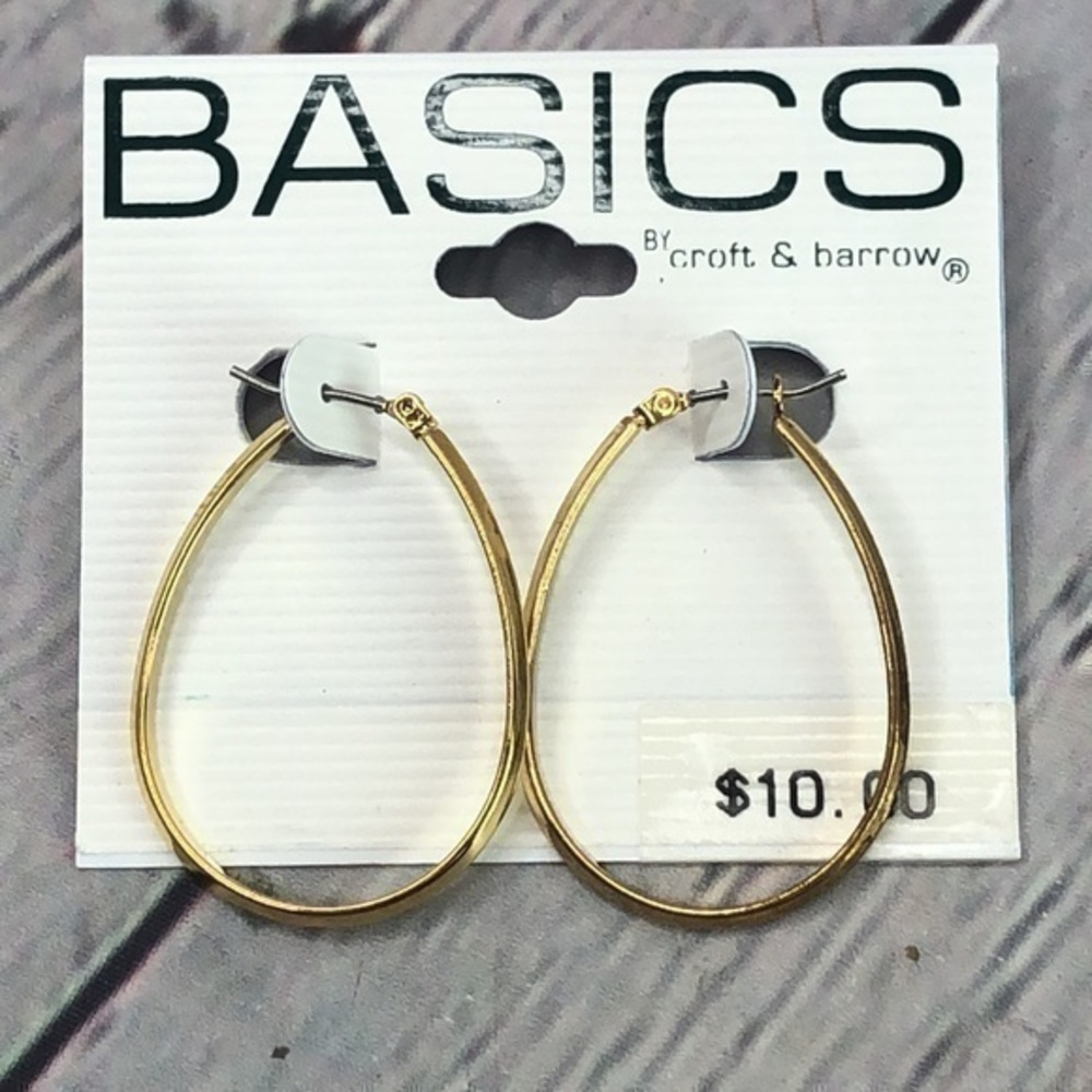 Basics gold tone oval hoop earrings